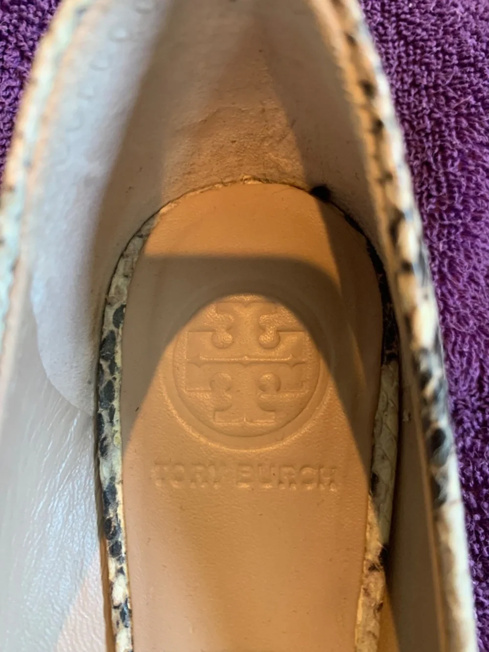 Tory Burch Tan/Black Snakeprint Leather Ballet Flats sz 8M